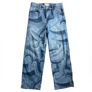 Abercrombie Kids High Rise Wide Leg Psychedelic Swirl Jeans